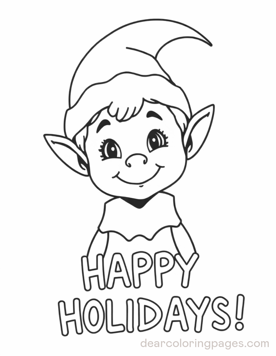 Elf with "HAPPY HOLIDAYS"